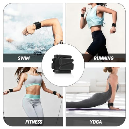 Ankle Weights 2 lb Set for Women & Men - Adjustable Wrist/Leg Weights with Soft Neoprene & Metal D-Ring, Sweat-Proof for Walking Running Pilates HIIT At Home Workout - color: Black