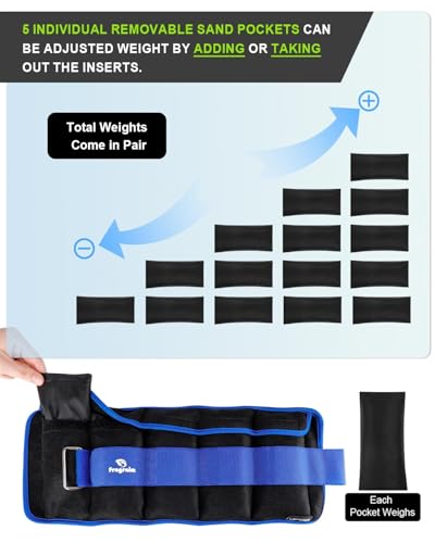 Fragraim Adjustable Ankle Weights 1-3/4/5/6/8/10/12/15/20 LBS Pair with Removable Weight for Jogging, Gymnastics, Aerobics, Physical Therapy - color: Blue, style: 6 lbs each( 12 lbs pair)