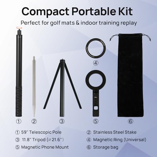 Golf Tripod for Swing Recording & Analysis, 59" Extra-Height