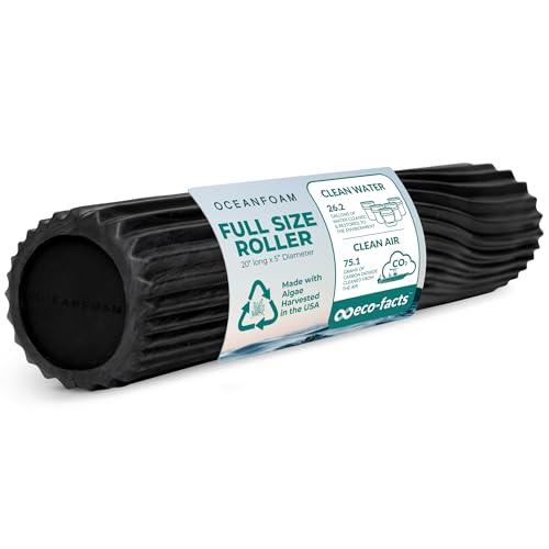 Tidal Roller - Charcoal - Muscle Massage Foam Roller for Back Pain & Stretching - Firm and Ergonomic Wide Wave Textured - Yoga, Athletics, & Wellness - Full Size, 20" x 5" - color: Charcoal