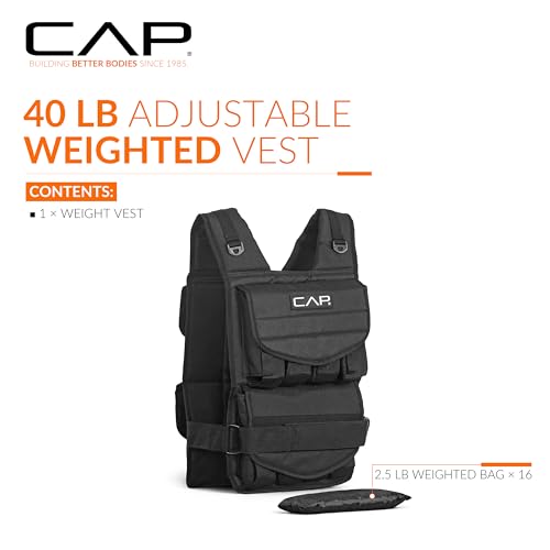 CAP Adjustable Weighted Vest 20–150 lbs for Strength Training, Running & Workouts, Weight Vest for Men & Women, Fitness Training Vest - style: 40lbs