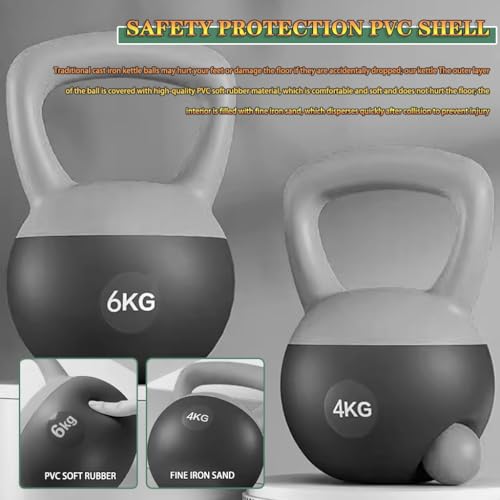 Kettlebell Weights Women's Fitness Shaping Soft Kettle Bells, Home Squat Dumbbell, Strength Training Equipment, No Damage to The Floor(Yellow-Grey,5kg)