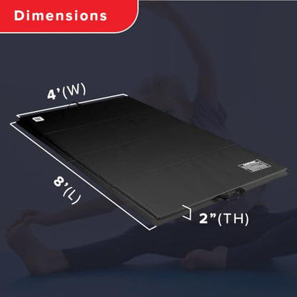 We Sell Mats 4 x 8 ft Folding Exercise Mat, 2 Inch Thick Personal Fitness & Home Gym Mat for Yoga, Pilates, Stretching & Workouts - color: Black