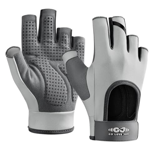 SUJAYU Workout Gloves for Women & Men, Anti-Slip Fingerless Gloves for Weightlifting, Mens Workout Gloves Gym Gloves Fitness Gloves - color: Gray, size: Small