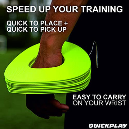 QUICKPLAY PRO Quick-Pick Flat Markers The Original Flat Field Cone Easy Carry Neon Green Spot Markers (Set of 10)