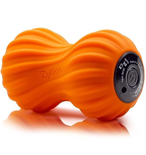 Zyllion Vibrating Peanut Massage Ball with 4 Modes - Cordless Rechargeable Electric Deep Tissue Massager Roller for Muscle Pain Relief, Orange, ZMA-30 - color: Orange