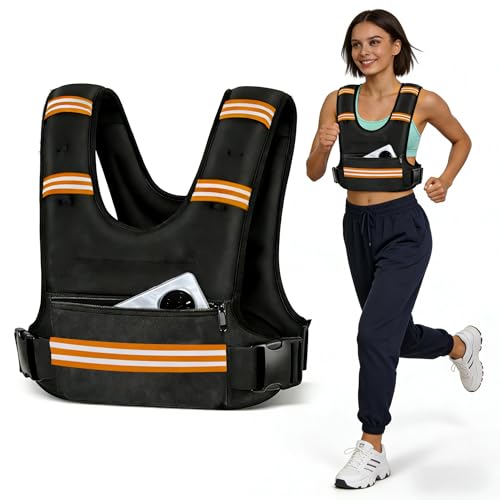 Weighted Vests for Women Men,8/12/16/20/25lb with Adjustable Straps, Reflective Stripe & Storage Pockets - Ideal for Running, Fitness Training