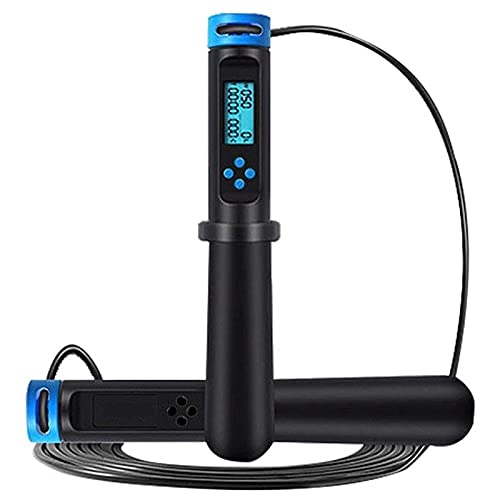 Skipping Rope, Speed Jump Rope Tangle-Free Adjustable Rope & Digital Jump Rope, Adjustable Calorie Counter Jump Skipping Ropes, Fitness Workouts Fat Burning Exercises Boxing Smart Counting - color: Blue