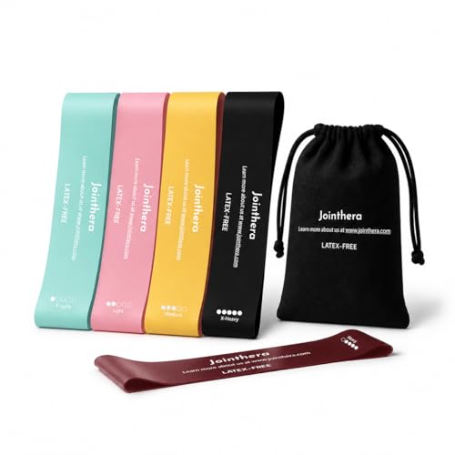 Premium Latex Free Resistance Bands for Working Out - Set of 5 + Carrying Bag | Non Latex Mini Loop Workout Bands Resistance for Women and Men | Physical Therapy, Legs Exercise and Pilates