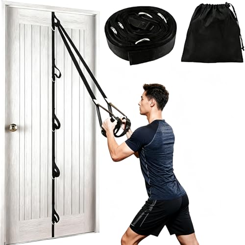 Door Anchor Strap for Resistance Bands Multi Points Anchor With 5 Loops Rings 5.1-meter Door Buckle Strap PE bag Portable Door Resistance Bands for Home Gym Workouts