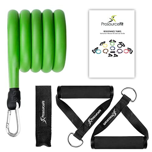 ProsourceFit Single Stackable Resistance Bands with Door Anchor and Exercise Guide, 8-12 LB, Heavy Duty Fitness Tube for Full-Body Exercises and Home Workouts