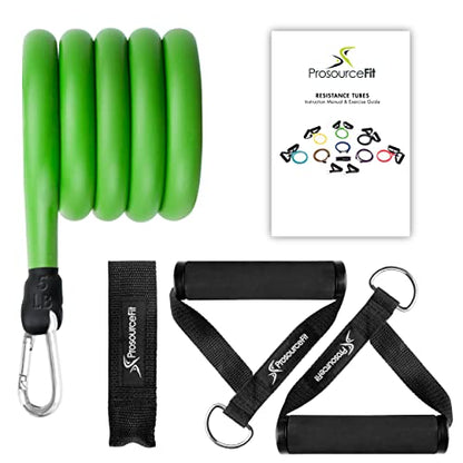 ProsourceFit Single Stackable Resistance Bands with Door Anchor and Exercise Guide, 8-12 LB, Heavy Duty Fitness Tube for Full-Body Exercises and Home Workouts