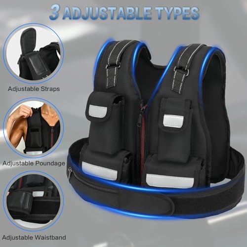 KRYLIX Adjustable Weighted Vest 0-18lbs Wide Range Adjustment Adjustable Shoulder Straps 12 Removable Iron Sand Bags Storage Pocket Reflective Strips for Running Walking Workout Training Washable for Women Woman