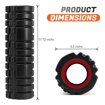 Foam Roller for Deep Tissue Massager, Patented Exercise Roller - color: Black
