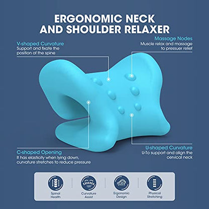 Neck and Shoulder Relaxer w/Magnetic Therapy Pillowcase, Neck Stretcher Chiropractic Pillows for Pain Relief, Cervical Traction Device for Relieve TMJ Headache Muscle Tension Spine Alignment