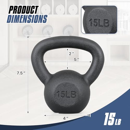 MADOG Kettlebell with Wide Handle, Made of Powder-Coated Solid Cast Iron