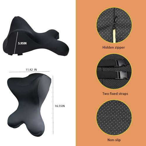 Car Headrest Pillow，Neck Support for Office Chair,100% Memory Foam Car Neck Pillow - Ergonomic Neck Support with Adjustable Double Strap, Breathable Comfort for Car, Gaming & Office Chairs