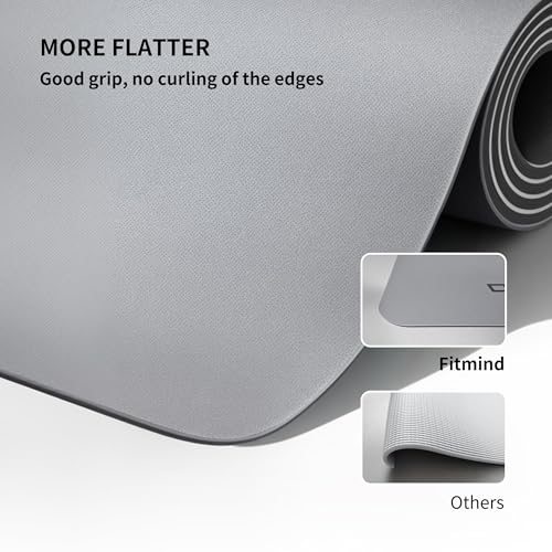 Professional PU Rubber Yoga Mat, Double-Sided Non Slip Sweat Resistant Exercise Mat for Men Women, Comfortable Extra Long & Wide for Yoga, Pilates, Fitness, Home Gym, 72"×26.8"×0.18"(4.5mm)Thick - color: gray