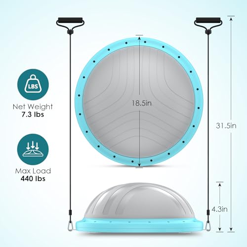 Half Balance Ball Trainer - Balance Ball Trainer with Resistance Bands and Foot Pump,Stability Ball for Exercise, Full-Body Workouts, Home Gym