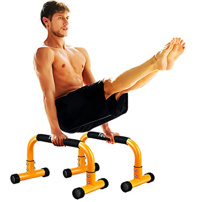 Push Up Bar, Parallettes Bars For L-sit & Dip, Heavy-Duty No Wobbling Parallel Bars Stand For Handstands, Full Planche, Calisthenics, 9.5in High Workout Stands for Home Fitness Training
