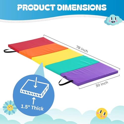 New Bounce Tumbling Mat for Kids - Gymnastics Mat - Folding Exercise Tumble Mat for Home Gyms - color: Tumbling Mat