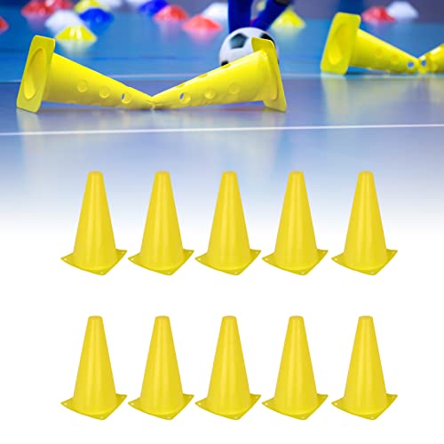23cm Soccer Training Cones - 10-Pack Polyethylene Field Markers for Football, Basketball, and Agility Drills