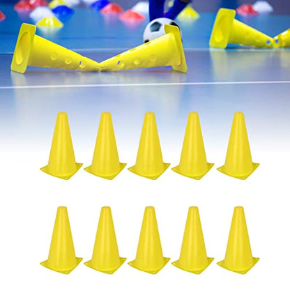 23cm Soccer Training Cones - 10-Pack Polyethylene Field Markers for Football, Basketball, and Agility Drills