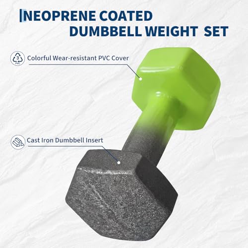 Dumbbell Set for Women and Men,Neoprene Coated Free Hand Weights Set - color: Smooth Surface, size: 2+3+5 lbs