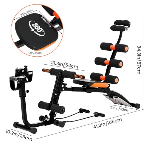 All-in-One Abdominal Workout Bench,Ab Crunch Machine and Home Gym Equipment - Thick Padding, 41.34 Inch Compact Foldable Bench for Push-Ups or Curls in Small Spaces