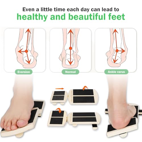 Ankle Foot Balance Board, Quebec Beech Wood Ankle Rehabilitation Strength Training Tool for Sprain Recovery, Muscle Injury Relief, Side Balance Kick Board, Suitable for Seniors, Athletes & Adults