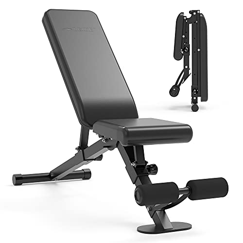 leikefitness Adjustable Weight Bench Foldable Workout Exercise Bench with Automatic Lock for Upright Incline Decline and Flat Full Body Exercise - color: GM58101(BLACK)