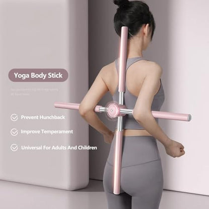 Yoga Body Sticks Stretching Humpback Correction Rod Open Shoulder Bodybuilding Back Posture Training Bar (Green)