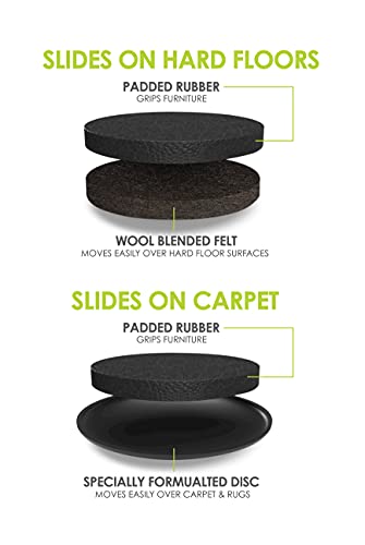 Slipstick GorillaSliders Premium Furniture Sliders for All Floor Surfaces (16 Piece Moving Kit) Reusable 3.5” Round Furniture Movers for Sliding Furniture on Hardwood & Carpet, Black, CB13-1-16