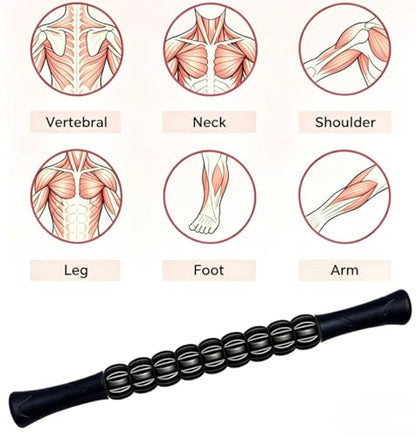 Muscle Roller Stick - A Full-Body Massage Roller that Can Relieve Muscle Soreness, Cramps and Tension After Exercise. It is a Handheld Physical Therapy and Recovery Tool（Black） - color: Black