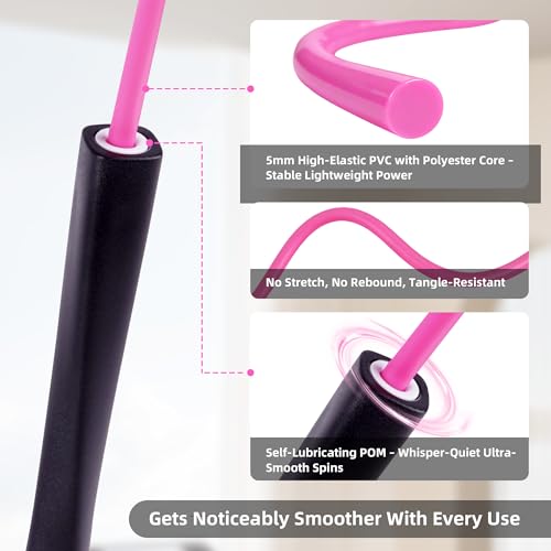 YUEDONG Jump Rope, 5mm Heavy PVC, POM Bearings, Adjustable for All Heights - color: PURPLE