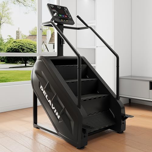 DELAVIN Stair Stepper with LED Screen, Commercial Grade Stepper Machine with 15 Speed Levels, Stepmill Exercise Machine with 440 LBS Capacity, Stair Climber for Cardio and Lower Body Workouts (FBA)