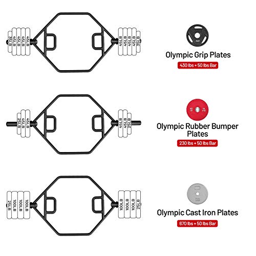 GYMAX Olympic Folding Trap Bar - 56" Chrome Hex Weight Lifting Bar for Squats, Deadlifts, Shrugs & Power Pulls - 800Lbs Capacity - color: Black