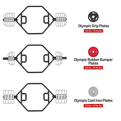 GYMAX Olympic Folding Trap Bar - 56" Chrome Hex Weight Lifting Bar for Squats, Deadlifts, Shrugs & Power Pulls - 800Lbs Capacity - color: Black