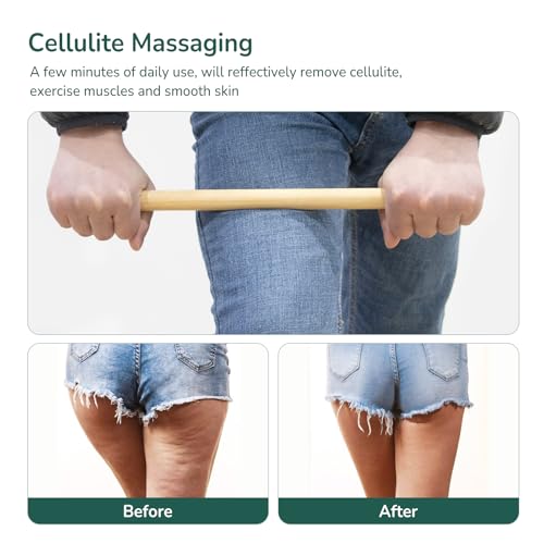 2 PCS Solid Bamboo Massage Stick Set for Body Shaping, Roller Stick, Guasha Sticks, Warm Therapy Tools for Muscle Relaxation