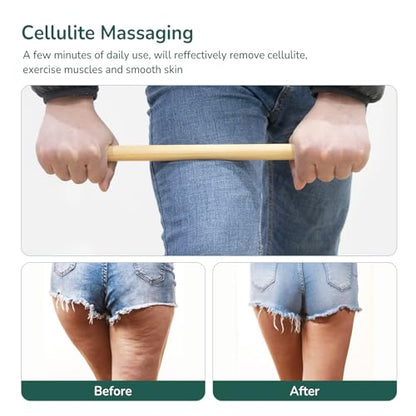 2 PCS Solid Bamboo Massage Stick Set for Body Shaping, Roller Stick, Guasha Sticks, Warm Therapy Tools for Muscle Relaxation
