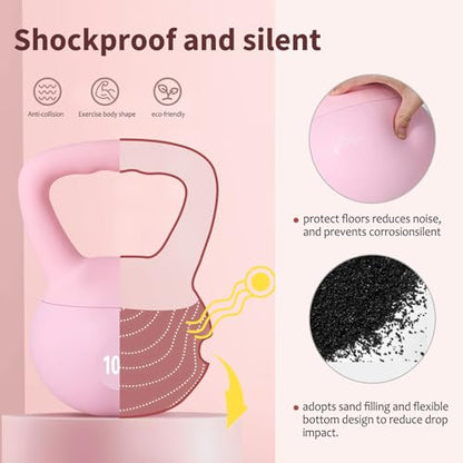 DlandHome Kettlebell Weights Strength Training Kettlebell-Great for Full Body Workout and Strength Training,Easy Grip Handle,PVC Filled with Iron Sand - color: Pink-10lbs