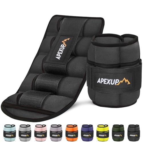 APEXUP Adjustable Ankle Weights for Women and Men, Modularized Leg Weight Straps for Yoga, Walking, Running, Aerobics, Gym, Physical Therapy - color: Black, size: 10 Lb Pair (5 Lb Each)