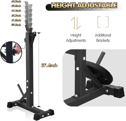 Bench Press, CANPA Olympic Weight Bench with Squat Rack Workout Bench Adjustable Barbell Rack Stand Strength Training Home Gym Multi-Function - color: dark black