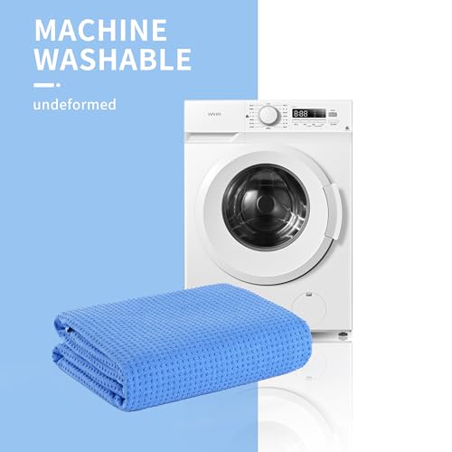 Microfiber Hot Yoga Towel Mat, 24 x 72 inches, with Non-Slip Silicone Grip, Secure Fit Elastic Straps (Blue)