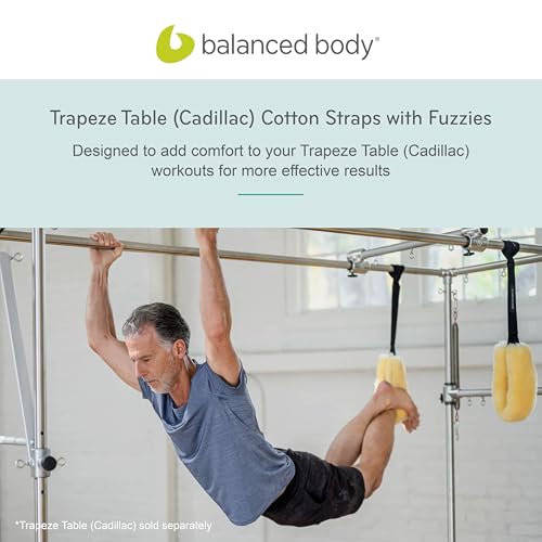 Balanced Body Cadillac Trapeze Table Cotton Web Straps with Fuzzies, Pilates Equipment Accessory, Pair - size: Cotton Straps with Fuzzies