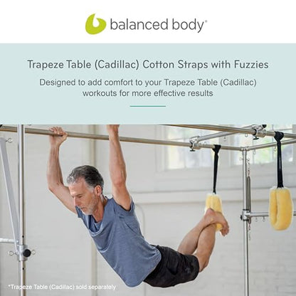 Balanced Body Cadillac Trapeze Table Cotton Web Straps with Fuzzies, Pilates Equipment Accessory, Pair - size: Cotton Straps with Fuzzies
