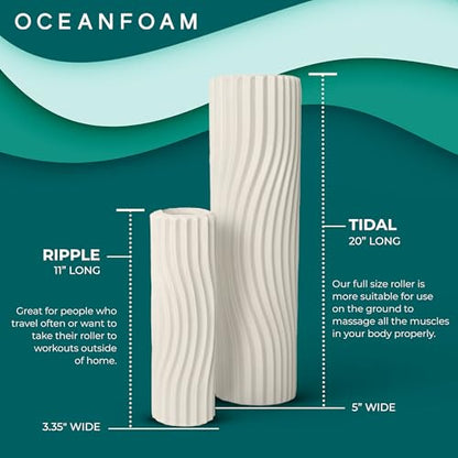 Tidal Roller - Natural - Muscle Massage Foam Roller for Back Pain & Stretching - Firm and Ergonomic Wide Wave Textured - Yoga, Athletics, & Wellness - Full Size, 20" x 5" - color: Natural