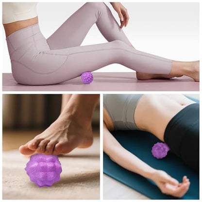 Massage Ball Set, Plantar Fasciitis Relief Foot Pain Therapy - Trigger Point, Heel Spur, Sore Muscle- Back, Arm, Neck, Shoulder, Leg Circulation Roller