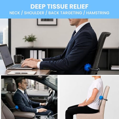 Adjustable Back Massage Peaunt Balls with Stretchable TPE Elastic Tube for Chair, 32"–64", Peanut Massage Roller for Deep Tissue Relief, Trigger Point Massager for Neck, Back & Shoulders