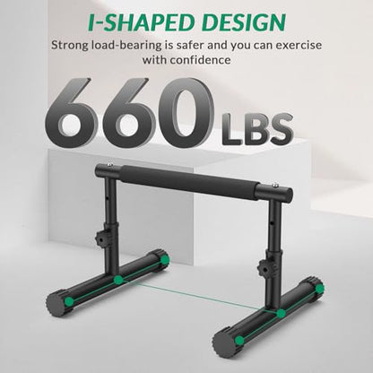 IMAYCC Push Up Bar, Adjustable 7.5" and 10.6" High Parallettes Bars & Dip Bar With Full-Cover Foam Grips, No Wobbling Calisthenics Equipment For Handstand, L-Sit, Gymnastics, Strength Training Home Gym - color: B